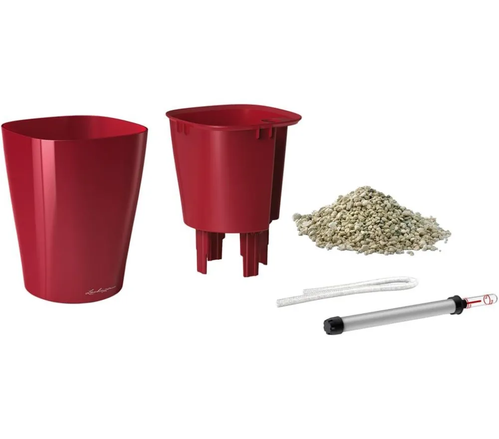 LECHUZA® Lechuza Tischgefäße|Lechuza Pflanzgefäße & Töpfe - DELTINI, All-in-One-Set, hochglanz Dunkelrot