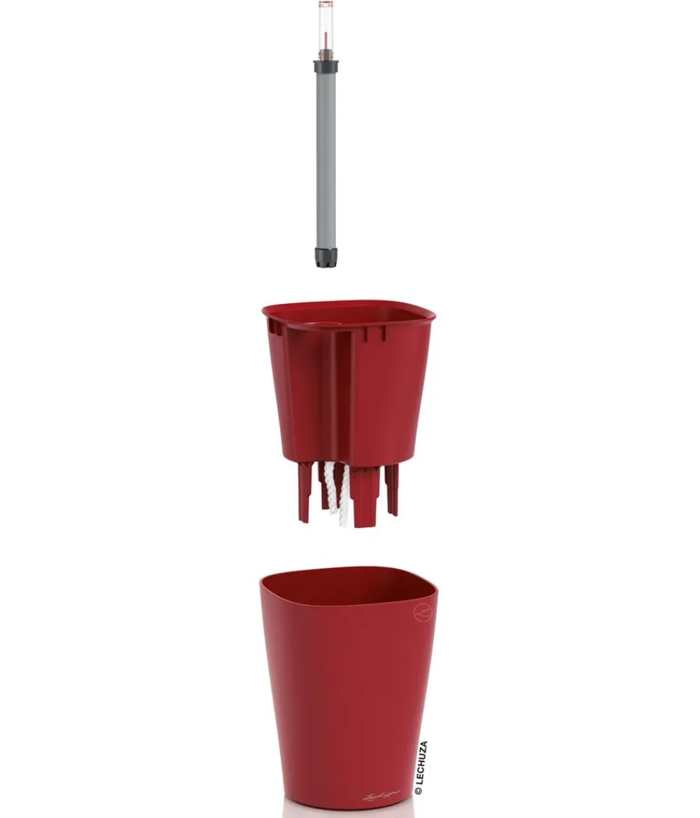 LECHUZA® Lechuza Tischgefäße|Lechuza Pflanzgefäße & Töpfe - DELTINI, All-in-One-Set, matt Rot