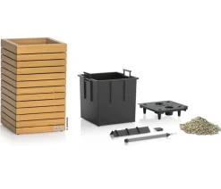 LECHUZA® Lechuza Pflanzgefäße & Töpfe|Blumentöpfe & Übertöpfe - Holz-Kasten PALO Natural Wood 35, quadratisch Hellbraun