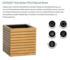 LECHUZA® Holz-Kasten PALO Natural Wood 45, quadratisch Hellbraun Clearance
