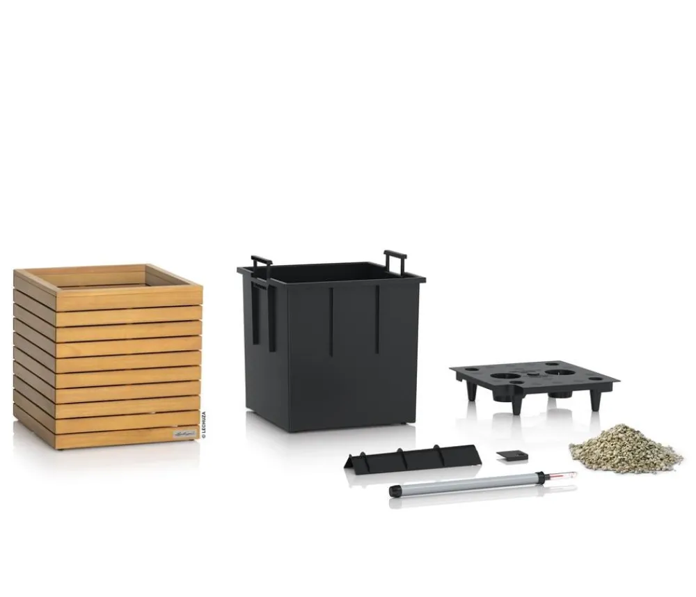 LECHUZA® Holz-Kasten PALO Natural Wood 45, quadratisch Hellbraun Clearance
