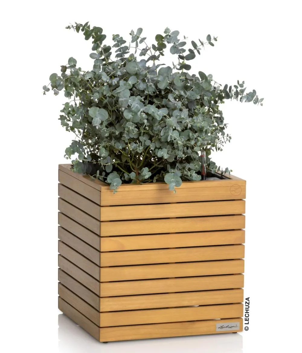 LECHUZA® Holz-Kasten PALO Natural Wood 45, quadratisch Hellbraun Clearance