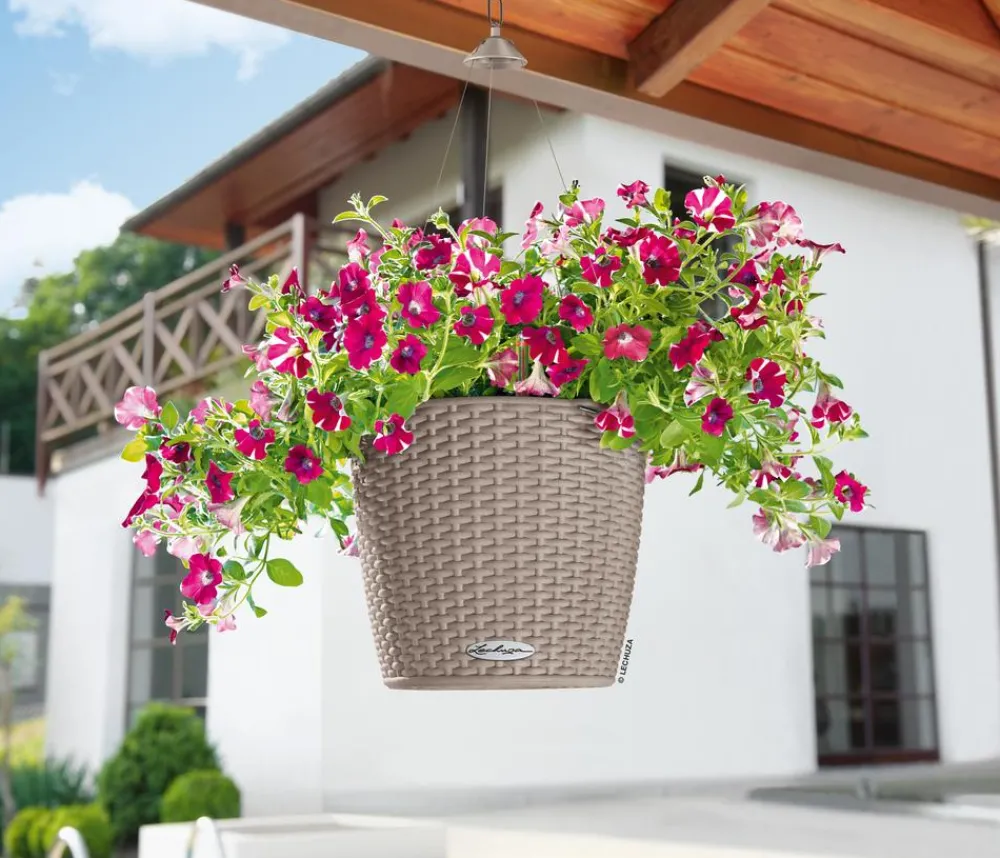LECHUZA® Kunststoff-Hängeampel Nido Cottage inkl. Pflanzeinsatz, rund, ca. Ø36,3/H24,2 cm Hellbraun Discount