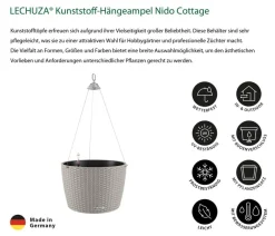 LECHUZA® Kunststoff-Hängeampel Nido Cottage inkl. Pflanzeinsatz, rund, ca. Ø36,3/H24,2 cm Hellbraun Discount