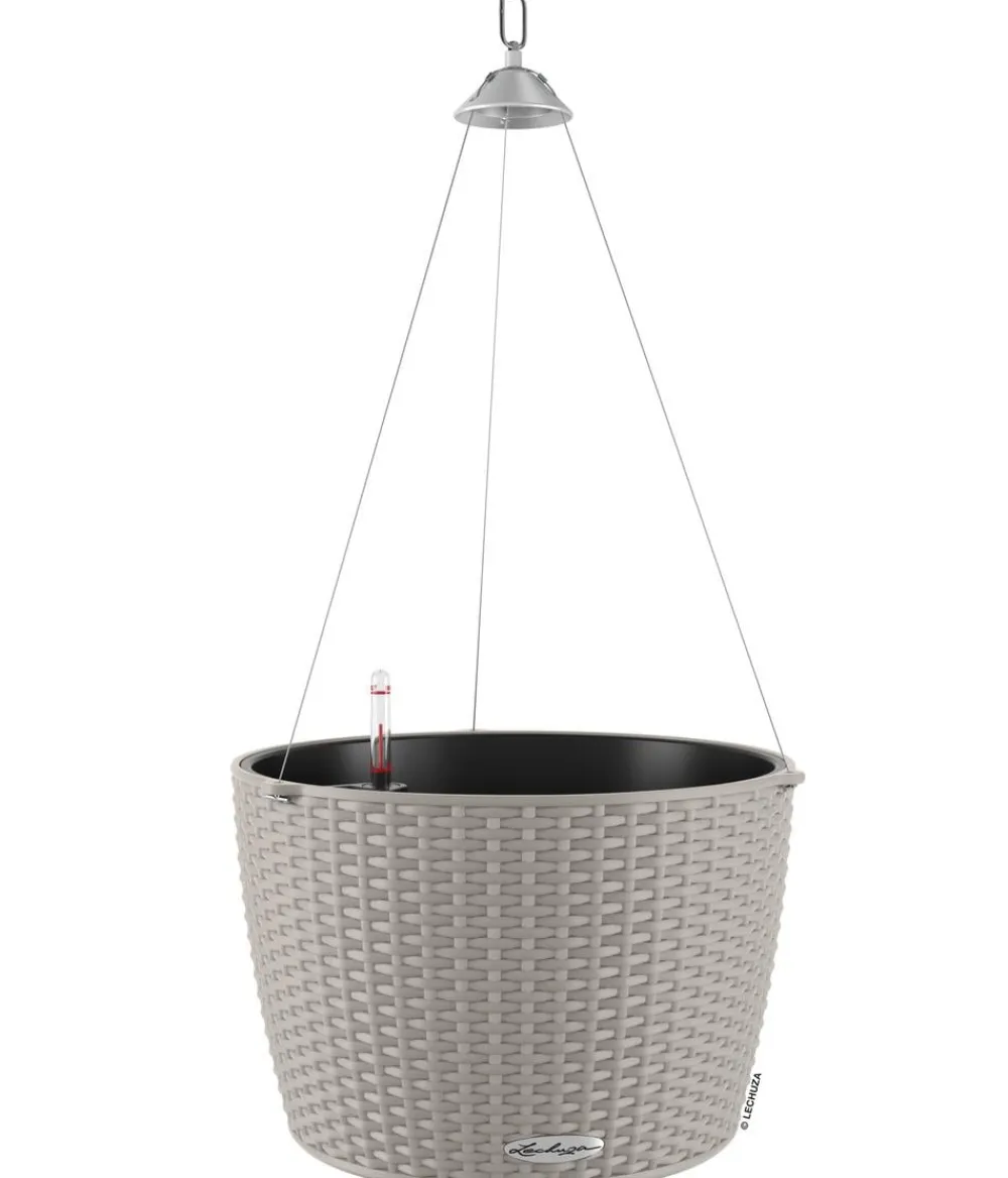 LECHUZA® Kunststoff-Hängeampel Nido Cottage inkl. Pflanzeinsatz, rund, ca. Ø36,3/H24,2 cm Hellbraun Discount