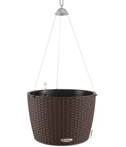 LECHUZA® Lechuza Pflanzgefäße & Töpfe - Kunststoff-Hängeampel Nido Cottage inkl. Pflanzeinsatz, rund, ca. Ø36,3/H24,2 cm Dunkelbraun