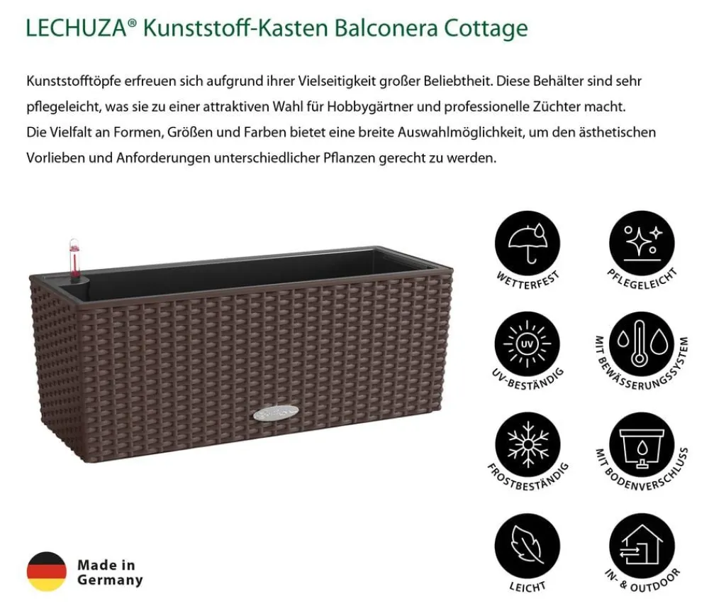 LECHUZA® Pflanzkübel & Blumenkästen|Lechuza Pflanzgefäße & Töpfe > Kunststoff-Kasten Balconera Cottage, rechteckig