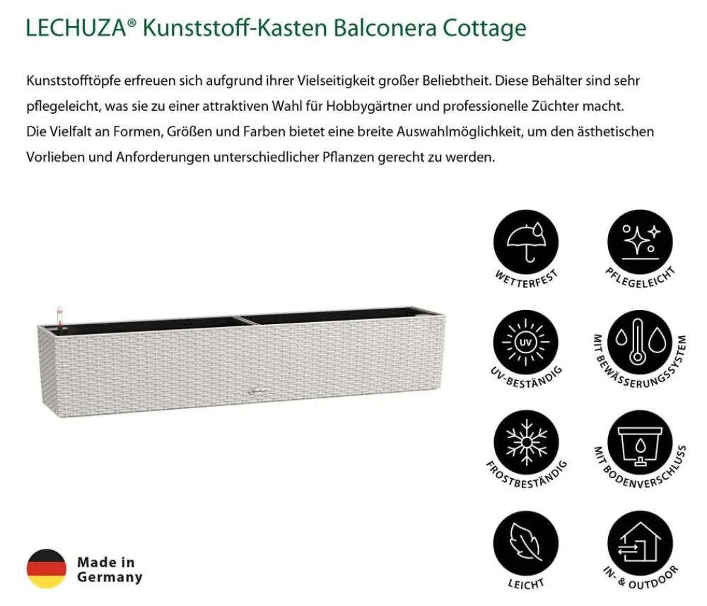 LECHUZA® Pflanzkübel & Blumenkästen|Lechuza Pflanzgefäße & Töpfe > Kunststoff-Kasten Balconera Cottage, rechteckig