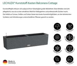 LECHUZA® Kunststoff-Kasten Balconera Cottage, rechteckig Dunkelgrau