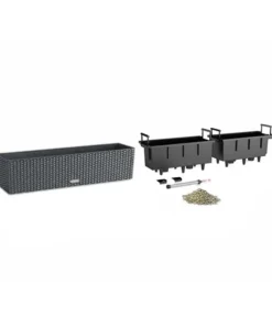 LECHUZA® Kunststoff-Kasten Balconera Cottage, rechteckig Dunkelgrau