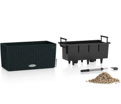 LECHUZA® Kunststoff-Kasten Balconera Cottage, rechteckig Schwarz