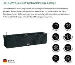 LECHUZA® Kunststoff-Kasten Balconera Cottage, rechteckig Schwarz Clearance