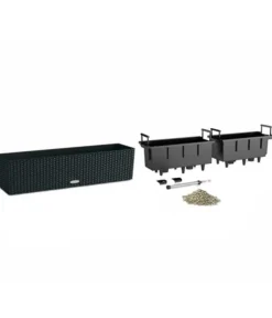 LECHUZA® Kunststoff-Kasten Balconera Cottage, rechteckig Schwarz Clearance