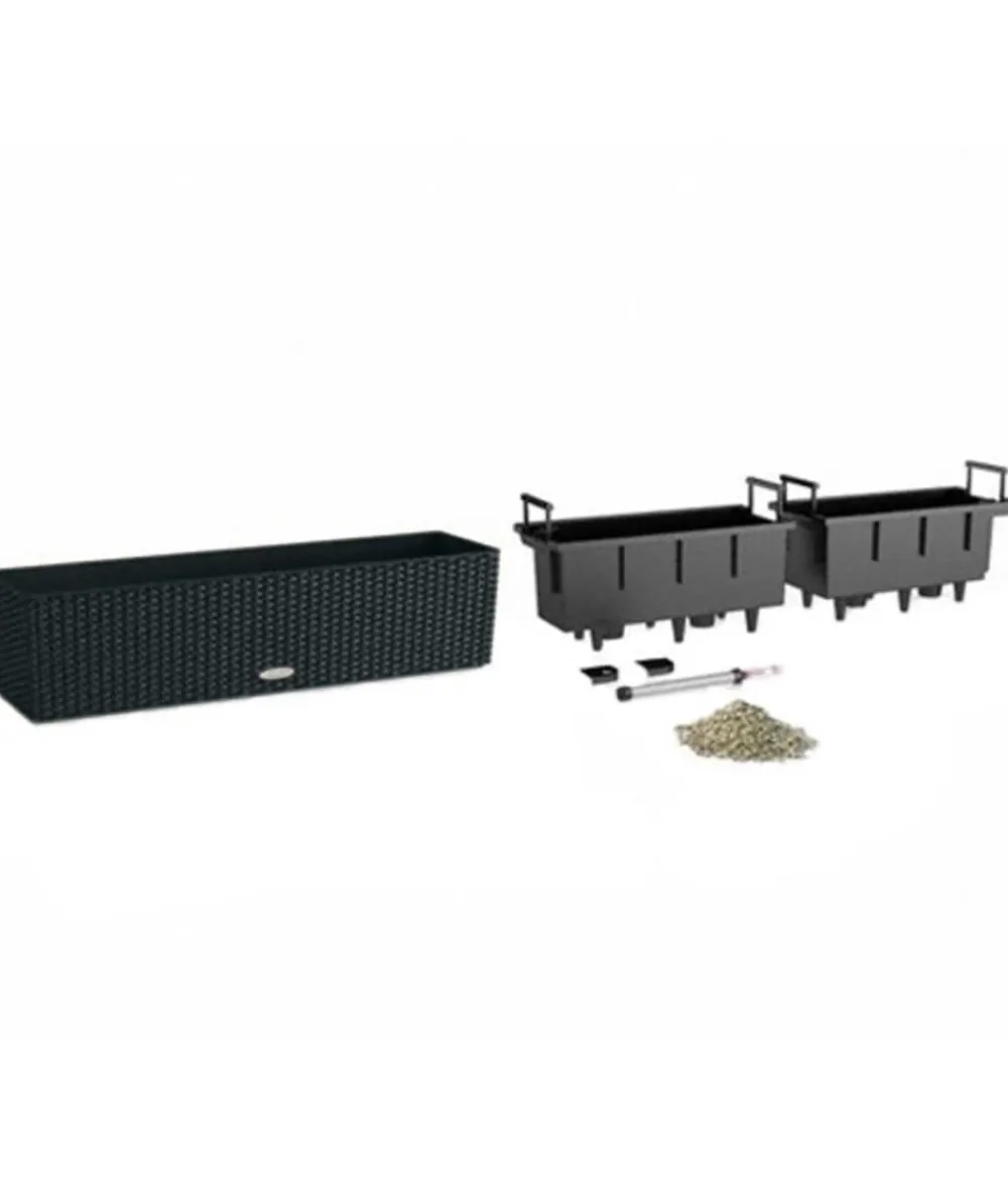 LECHUZA® Kunststoff-Kasten Balconera Cottage, rechteckig Schwarz Clearance