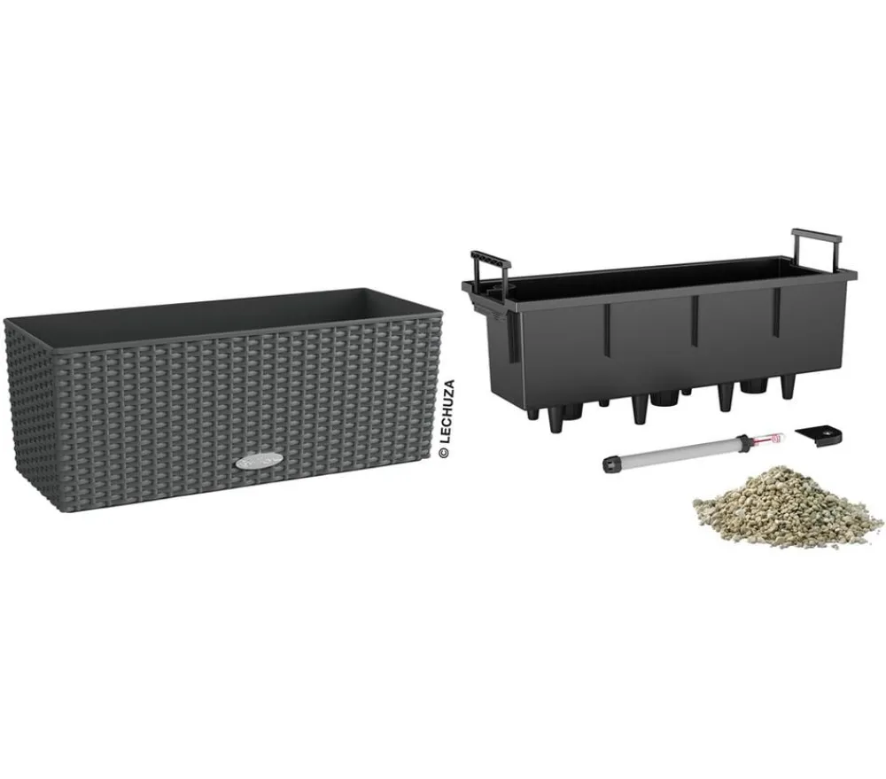 LECHUZA® Pflanzkübel & Blumenkästen|Lechuza Pflanzgefäße & Töpfe - Kunststoff-Kasten Balconera Cottage, rechteckig Dunkelgrau