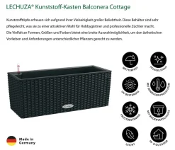 LECHUZA® Kunststoff-Kasten Balconera Cottage, rechteckig Schwarz