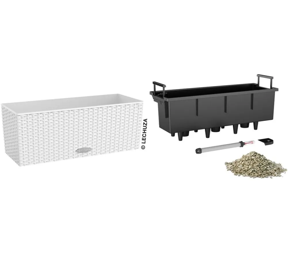 LECHUZA® Pflanzkübel & Blumenkästen|Lechuza Pflanzgefäße & Töpfe - Kunststoff-Kasten Balconera Cottage, rechteckig Weiß