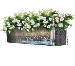 LECHUZA® Pflanzkübel & Blumenkästen|Lechuza Pflanzgefäße & Töpfe - Kunststoff-Kasten Balconera Cottage, rechteckig Dunkelbraun
