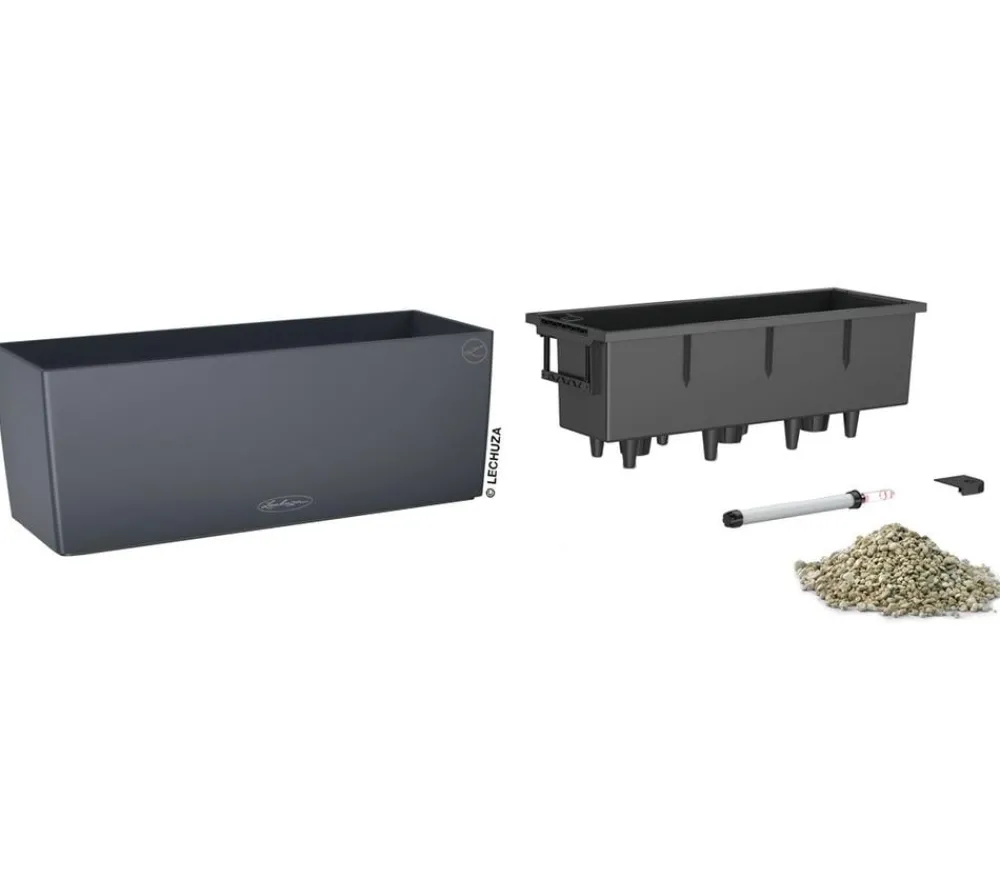 LECHUZA® Kunststoff-Kasten Balconera Color, rechteckig Dunkelgrau Hot