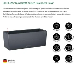 LECHUZA® Kunststoff-Kasten Balconera Color, rechteckig Dunkelgrau Hot