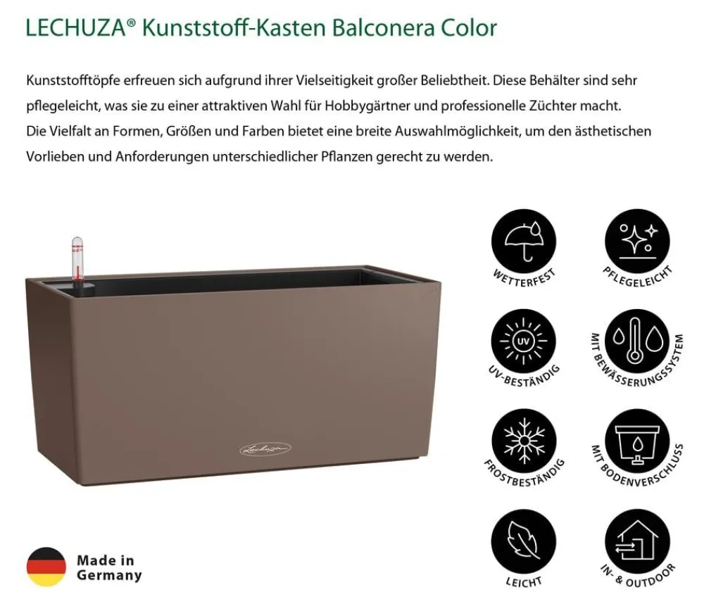 LECHUZA® Kunststoff-Kasten Balconera Color, rechteckig Braun Best