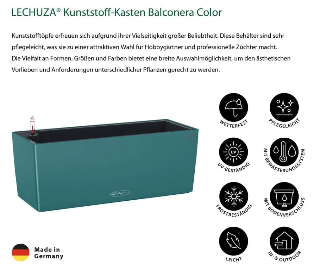 LECHUZA® Pflanzkübel & Blumenkästen|Lechuza Pflanzgefäße & Töpfe - Kunststoff-Kasten Balconera Color, rechteckig Dunkelblau