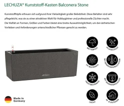 LECHUZA® Kunststoff-Kasten Balconera Stone, rechteckig Schwarz New