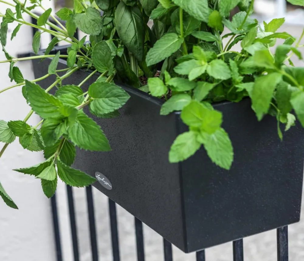 LECHUZA® Kunststoff-Kasten Balconera Stone, rechteckig Schwarz New