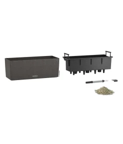 LECHUZA® Kunststoff-Kasten Balconera Stone, rechteckig Schwarz New