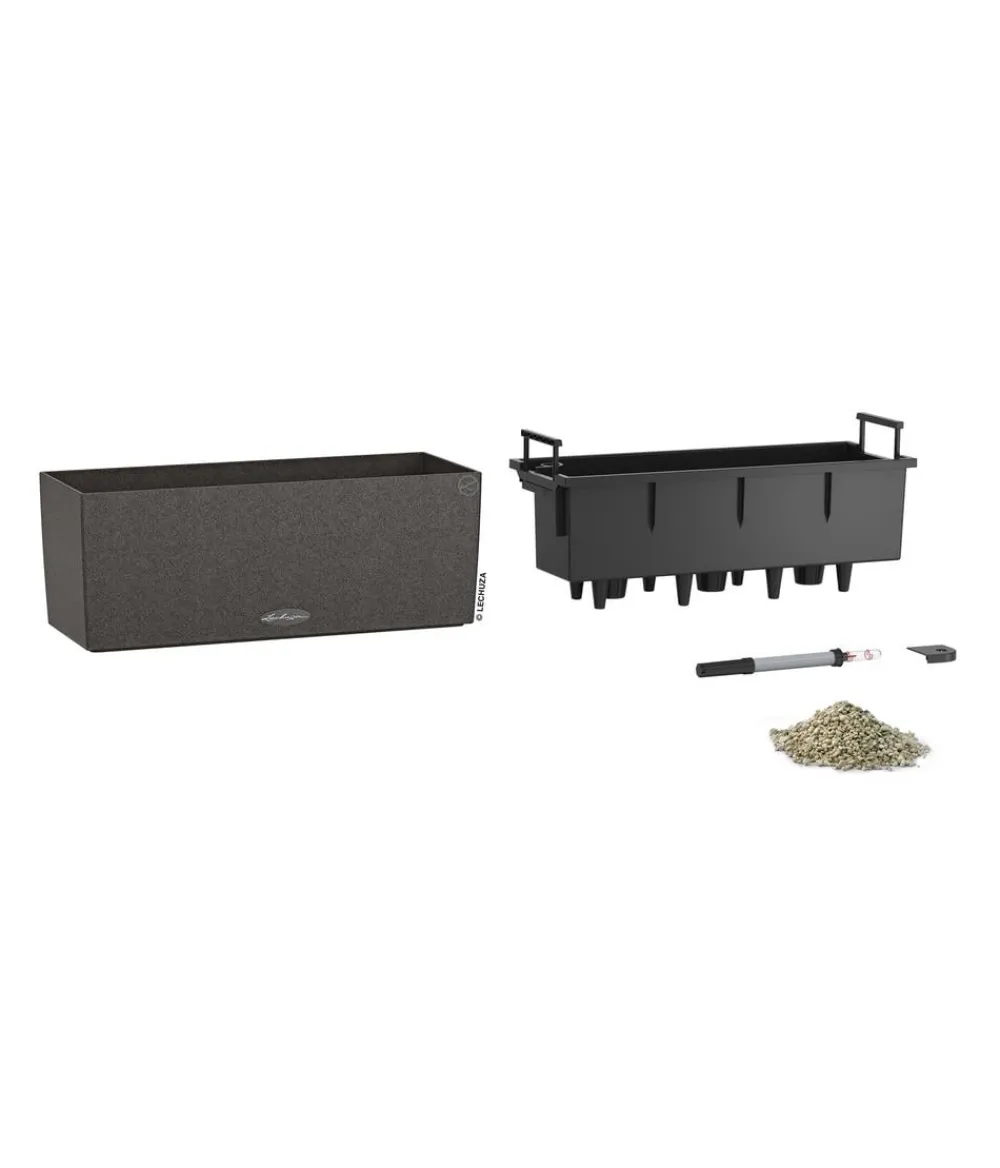 LECHUZA® Kunststoff-Kasten Balconera Stone, rechteckig Schwarz New