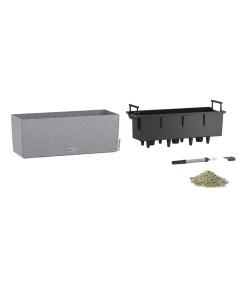 LECHUZA® Pflanzkübel & Blumenkästen|Lechuza Pflanzgefäße & Töpfe - Kunststoff-Kasten Balconera Stone, rechteckig Grau