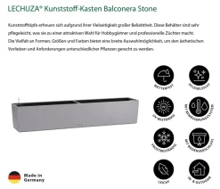 LECHUZA® Pflanzkübel & Blumenkästen|Lechuza Pflanzgefäße & Töpfe - Kunststoff-Kasten Balconera Stone, rechteckig Grau