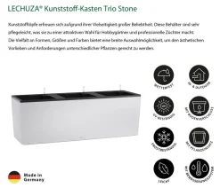 LECHUZA® Lechuza Pflanzgefäße & Töpfe > Kunststoff-Kasten Trio Stone inkl. Pflanzeinsatz, rechteckig, ca. B132,5/H46,5/T44,5 cm