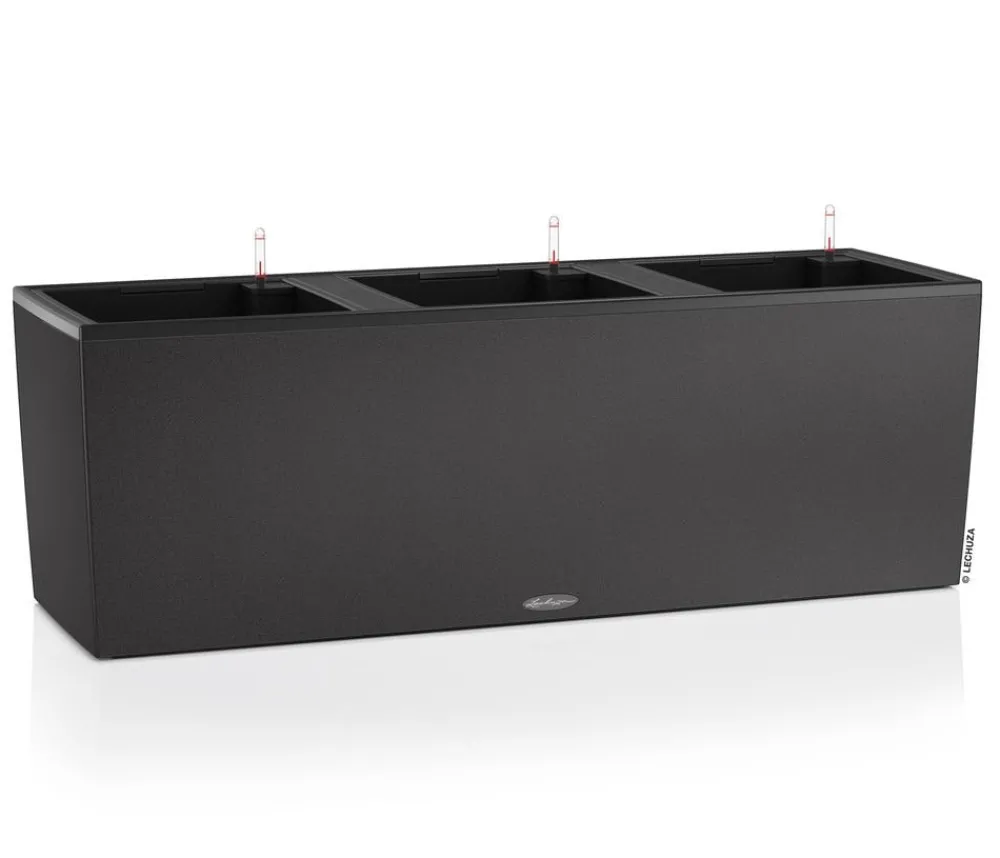 LECHUZA® Lechuza Pflanzgefäße & Töpfe - Kunststoff-Kasten Trio Stone inkl. Pflanzeinsatz, rechteckig, ca. B132,5/H46,5/T44,5 cm Schwarz