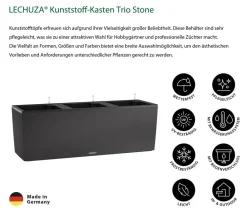 LECHUZA® Pflanzkübel & Blumenkästen|Lechuza Pflanzgefäße & Töpfe - Kunststoff-Kasten Trio Stone, rechteckig, ca. B100/H34,5/T32,5 cm Schwarz