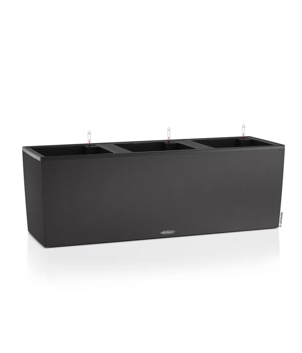 LECHUZA® Pflanzkübel & Blumenkästen|Lechuza Pflanzgefäße & Töpfe - Kunststoff-Kasten Trio Stone, rechteckig, ca. B100/H34,5/T32,5 cm Schwarz