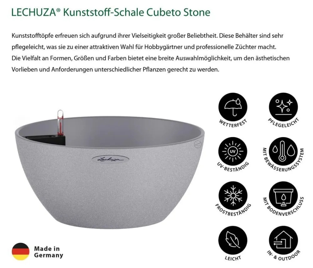 LECHUZA® Blumenampeln & -Schalen|Lechuza Pflanzgefäße & Töpfe > Kunststoff-Schale 'Cubeto Stone', rund