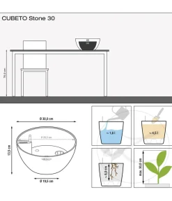 LECHUZA® Blumenampeln & -Schalen|Lechuza Pflanzgefäße & Töpfe > Kunststoff-Schale 'Cubeto Stone', rund