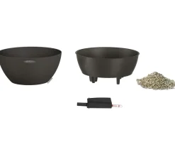 LECHUZA® Blumenampeln & -Schalen|Lechuza Pflanzgefäße & Töpfe - Kunststoff-Schale 'Cubeto Stone', rund Schwarz