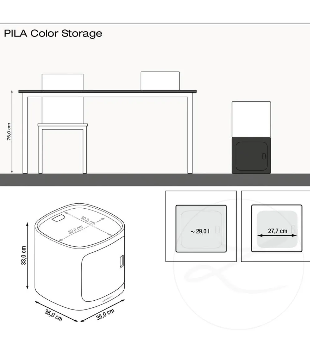 LECHUZA® Kunststoff-Stapelmodul PILA Color Storage, quadratisch, ca. B35/H33/T35 cm Dunkelgrau New