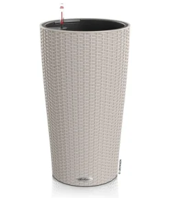 LECHUZA® Kunststoff-Säule Cilindro Cottage inkl. Pflanzeinsatz, konisch Hellbraun Sale