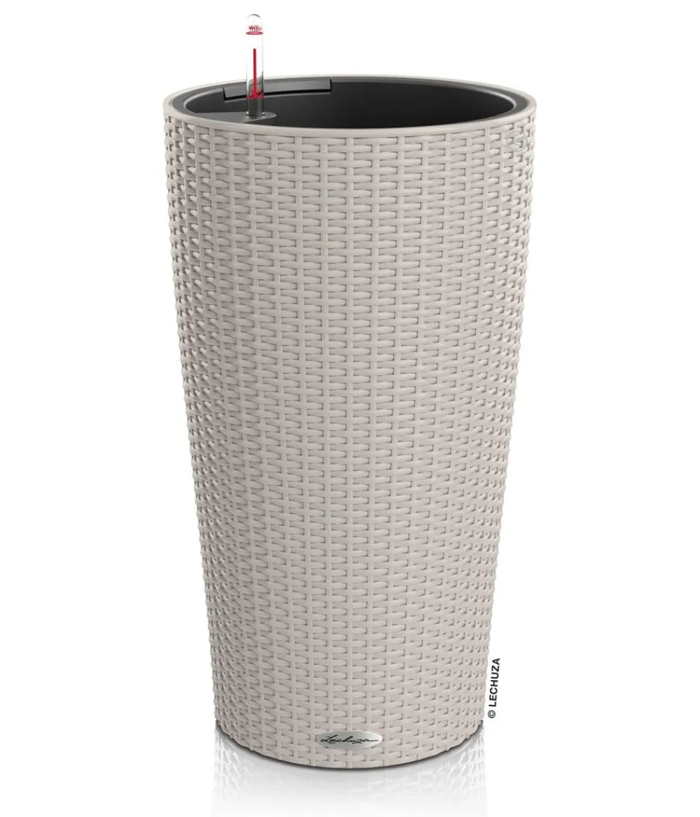 LECHUZA® Kunststoff-Säule Cilindro Cottage inkl. Pflanzeinsatz, konisch Hellbraun Sale