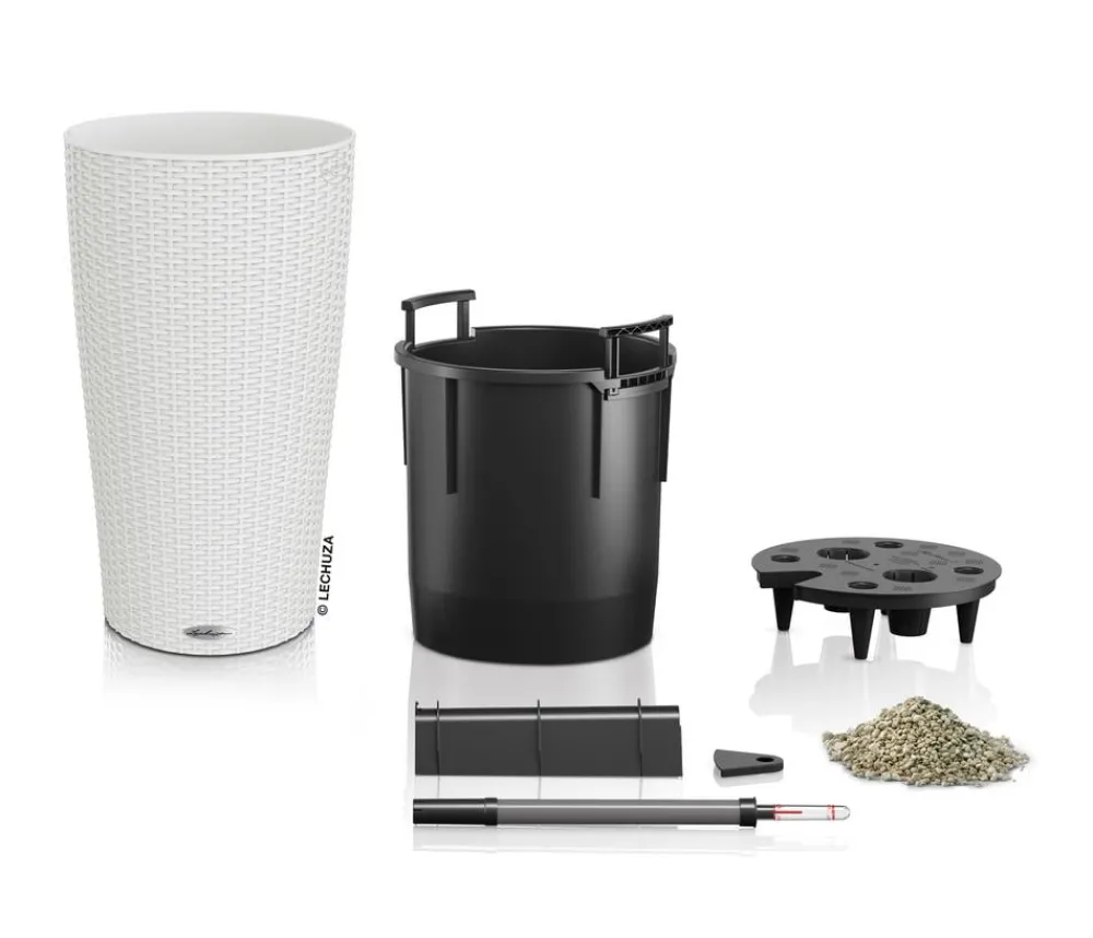 LECHUZA® Kunststoff-Säule Cilindro Cottage inkl. Pflanzeinsatz, konisch Weiß Sale