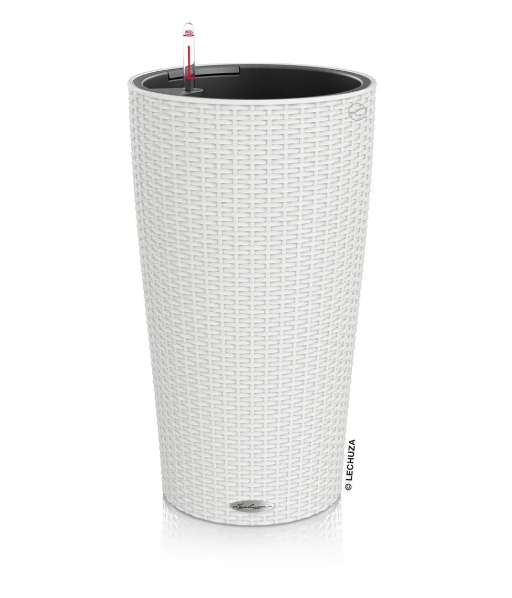 LECHUZA® Kunststoff-Säule Cilindro Cottage inkl. Pflanzeinsatz, konisch Weiß Sale