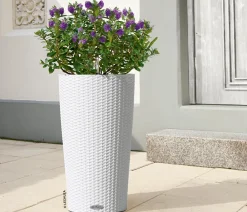 LECHUZA® Kunststoff-Säule Cilindro Cottage inkl. Pflanzeinsatz, konisch Weiß Sale