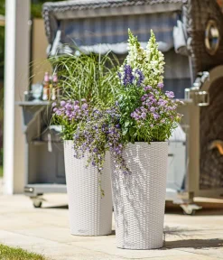 LECHUZA® Lechuza Pflanzgefäße & Töpfe - Kunststoff-Säule Cilindro Cottage inkl. Pflanzeinsatz, konisch Hellgrau