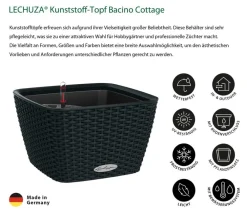 LECHUZA® Kunststoff-Topf Bacino Cottage inkl. Pflanzeinsatz, konisch, ca. B31/H19,5/T31 cm Schwarz Outlet