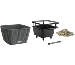 LECHUZA® Kunststoff-Topf Bacino Cottage, quadratisch, ca. B30/H18/T30 cm Dunkelgrau Discount
