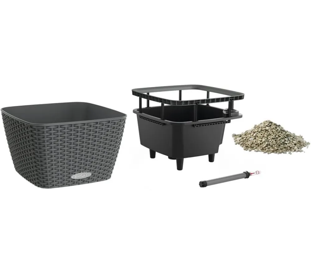 LECHUZA® Kunststoff-Topf Bacino Cottage, quadratisch, ca. B30/H18/T30 cm Dunkelgrau Discount
