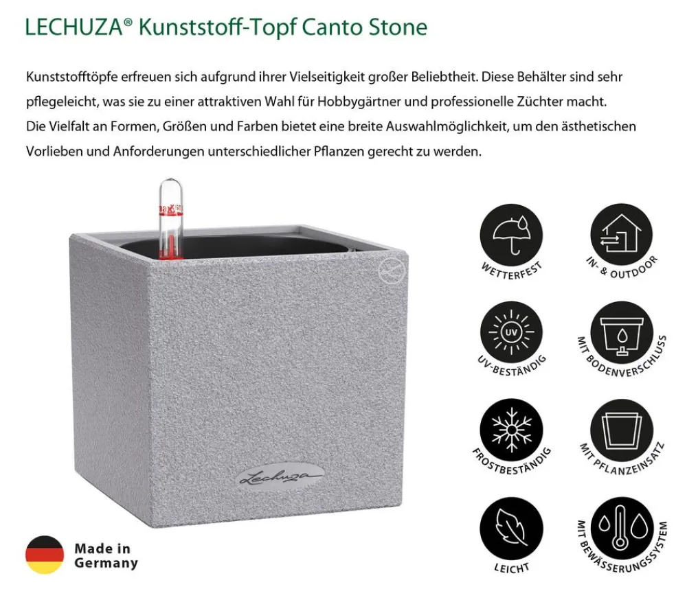 LECHUZA® Lechuza Pflanzgefäße & Töpfe|Blumentöpfe & Übertöpfe > Kunststoff-Topf Canto Stone, eckig, ca. B14/H13,5/T14 cm